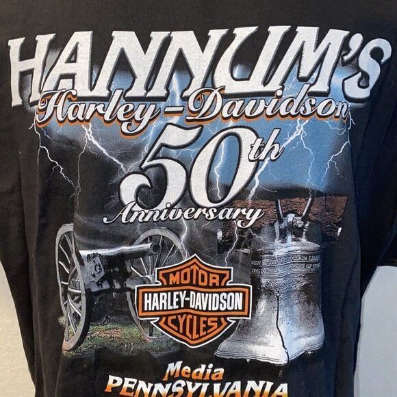 NWOT 2005 HARLEY DAVIDSON T-SHIRT Hannum's Media PA 50th Anniversary Sz XL Black - Picture 2 of 8